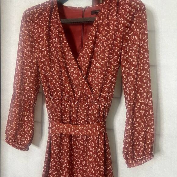 J.CREW POINT SUR FAUX WRAP DRESS IN SPARKLE FLORAL CHAMPAGNE SIZE 2 - Picture 9 of 9